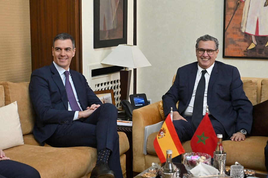 Encuentro de Sánchez con el primer ministro marroquí, Aziz Akhannouch (Moncloa)