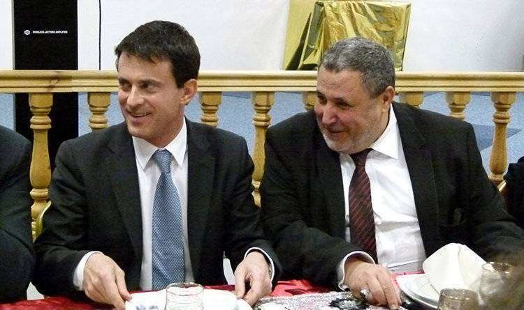 Khalil Merroun y el primer ministro de Francia, Manuel Valls