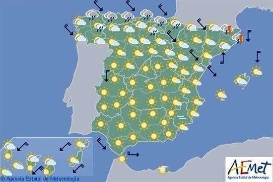 Hoy, tormentas en Cataluña y Baleares y temperaturas altas en Andalucía