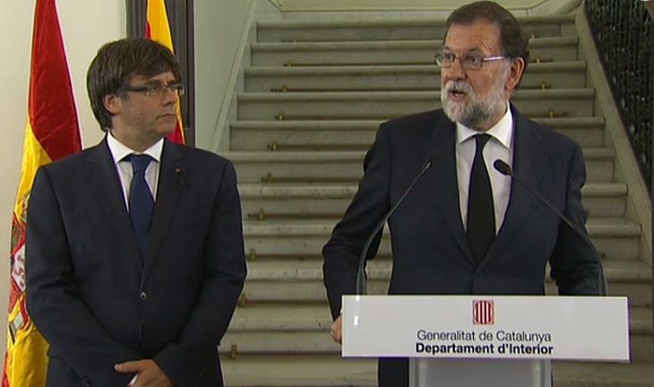 Carles Puigdemont y Mariano Rajoy. / TV