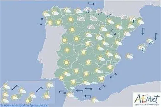 Nubes en el tercio norte peninsular, sol en el resto y Levante en el Estrecho