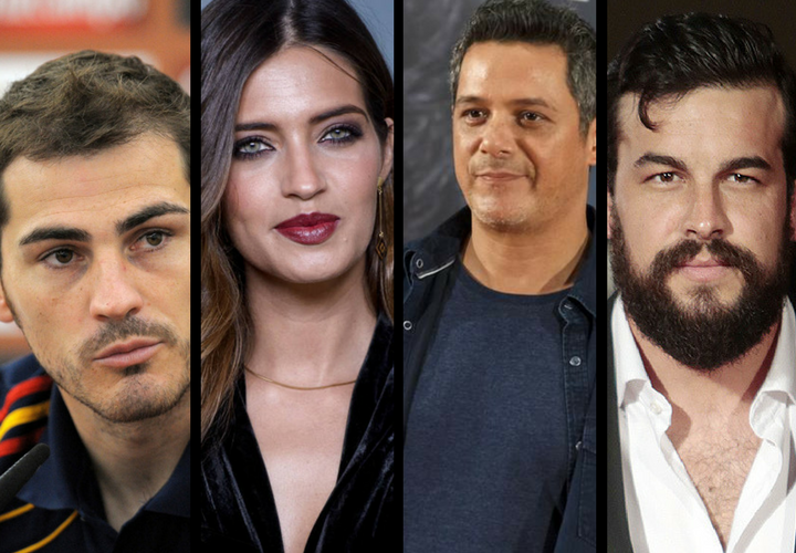 Iker Casillas, futbolista; Sara Carbonero, periodista; Alejandro Sanz, cantante; y Mario Casas, actor. RR SS.