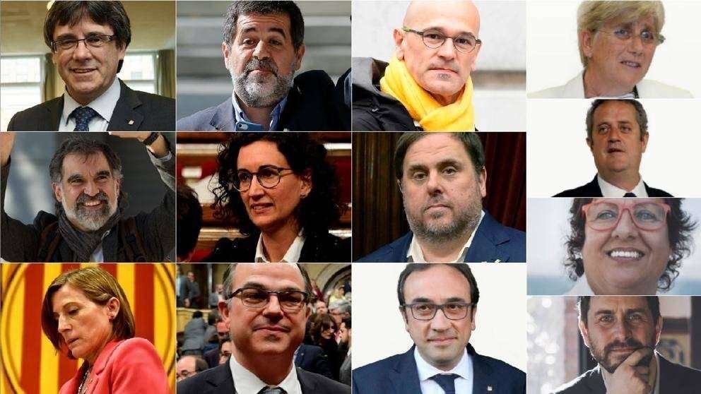 Los 13 líderes independentistas procesados por rebelión por el Tribunal Supremo. / La Vanguardia