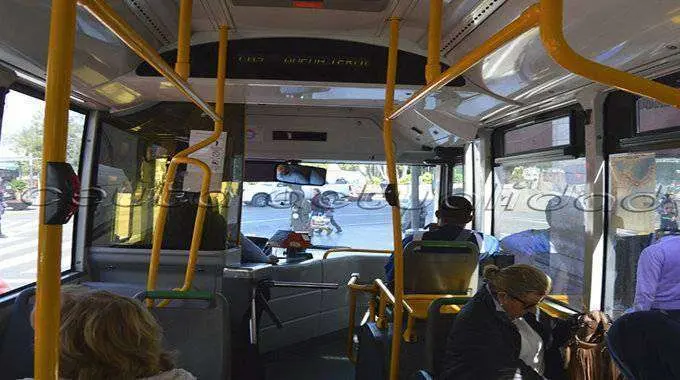 Interior de uno de los autobuses de la flota de Had&uacute; Almadraba (C.A.)