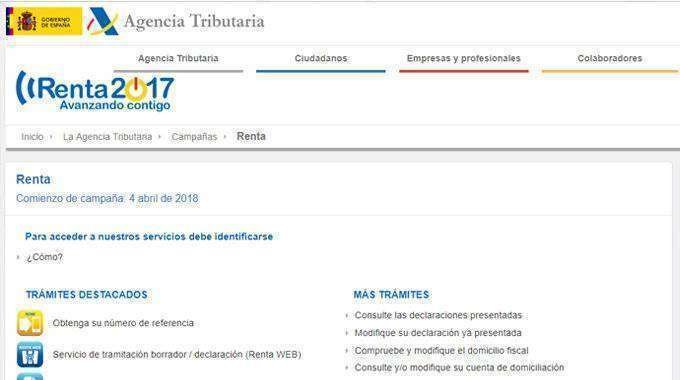 Página web de la Agencia Tributaria (REPRODUCCIÓN)