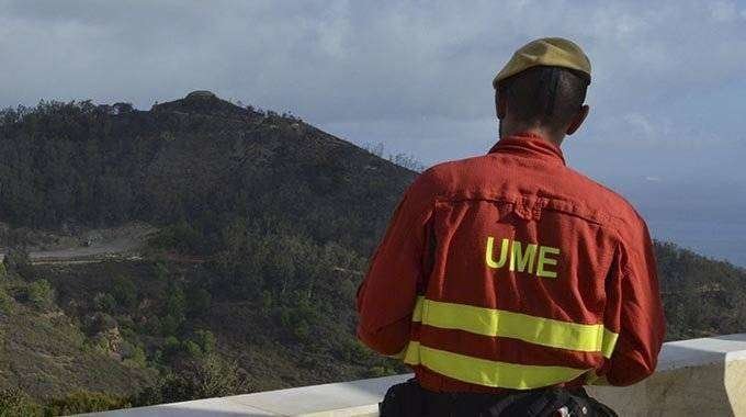 Un oficial de la UME destacado en el incendio registrado en 2015 en el Monte de la Tortuga (C.A./ARCHIVO)