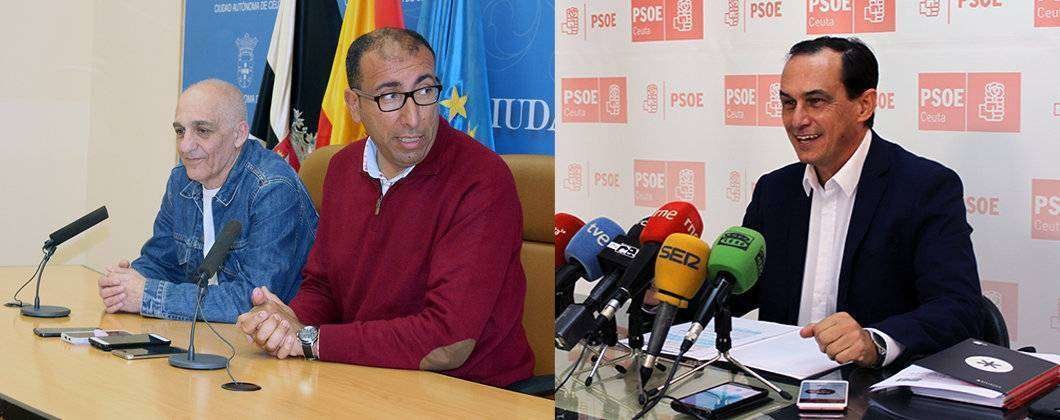 Aróstegui y Al´ñi (izqda); a la derecha, el secretario general del PSOE, Manuel Hernández (C.A.)
