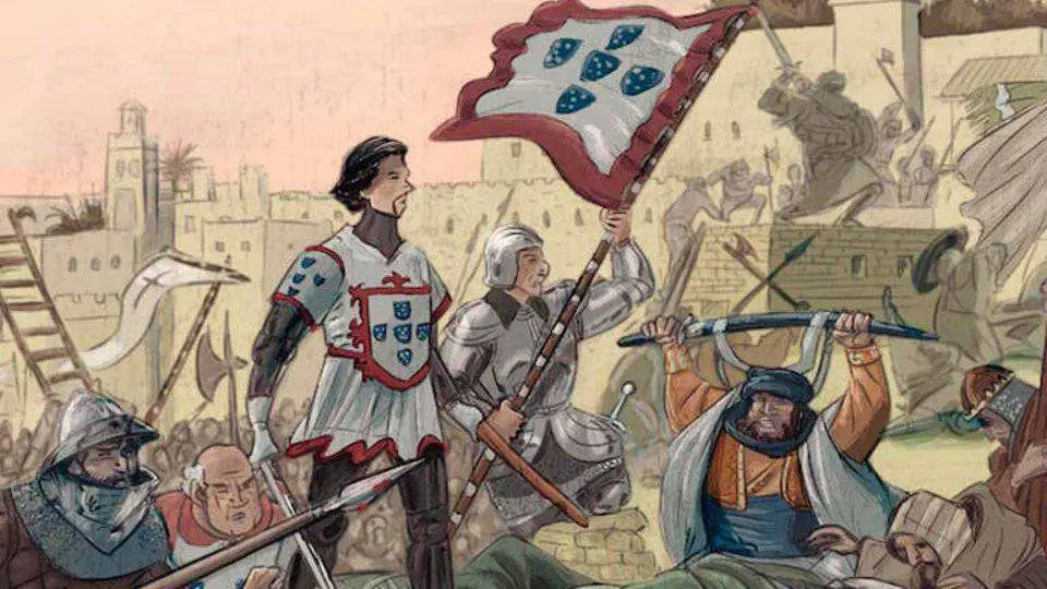 Fragmento de la portada de "1415: Ceuta. La llave de &Aacute;frica", de Manuel Guti&eacute;rrez y Kepa de Orbe (CASCABORRA EDICIONES)