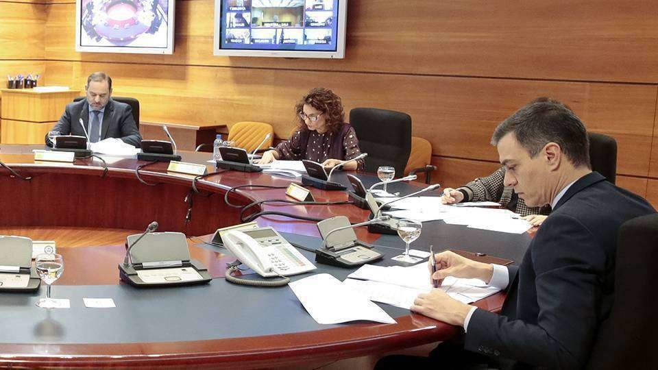Sánchez, en el Consejo de Ministros celebrado hoy (MONCLOA)