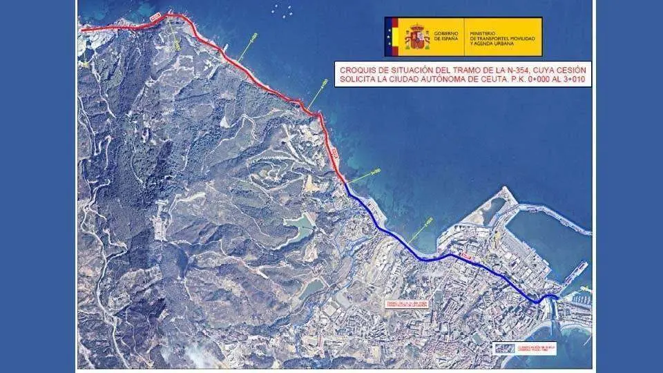 Detalle del tramo de carretera N-354 cedido a la Ciudad (CEDIDA)