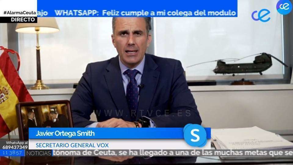 Ortega Smith, durante su intervención en el programa de RTVCE (REPRODUCCIÓN)