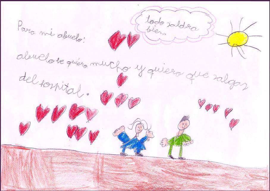 El dibujo dedicado por la pequeña Valeria a su abuelo