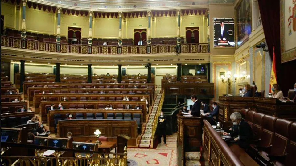 El ministro de Sanidad, Salvador Illa, durante su intervenci&oacute;n ante el Congreso (CONGRESO)