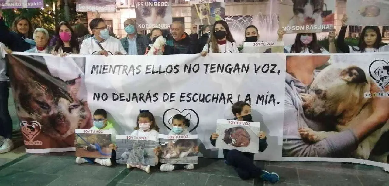 Concentraci&oacute;n de animalistas en la Plaza de los Reyes (C.A.)