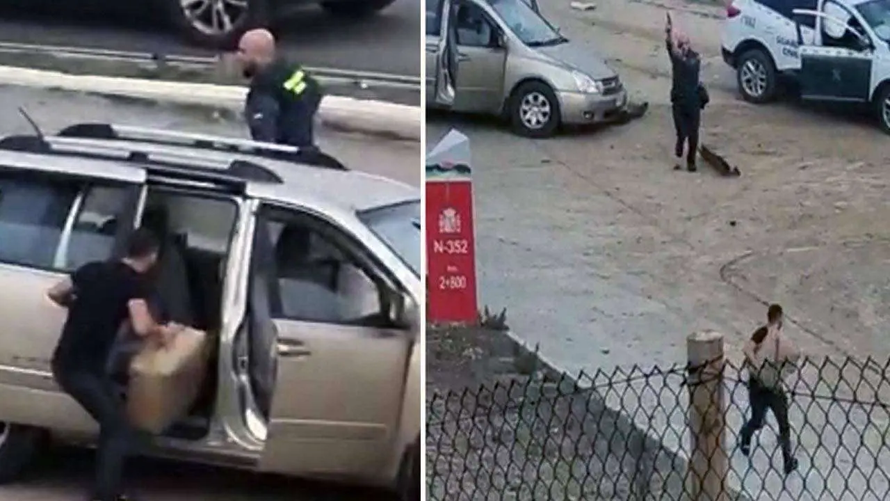 El detenido se hace con el fardo y trata de huir perseguido por un agente