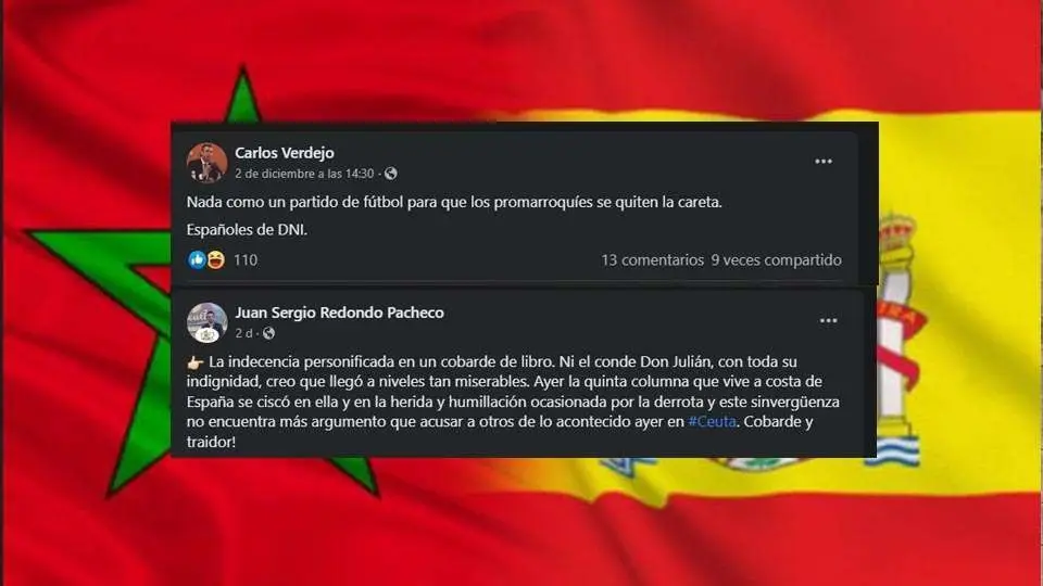 Textos publicados por dirigentes de Vox a prop&oacute;sito del partido de f&uacute;tbol entre Espa&ntilde;a y Marruecos (REPRODUCCI&Oacute;N)