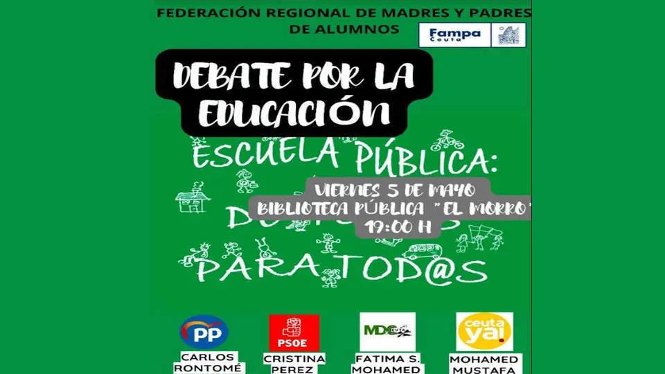 Cartel anunciador del debate sobre educaci&oacute;n organizado por Fampa (REPRODUCCI&Oacute;N)