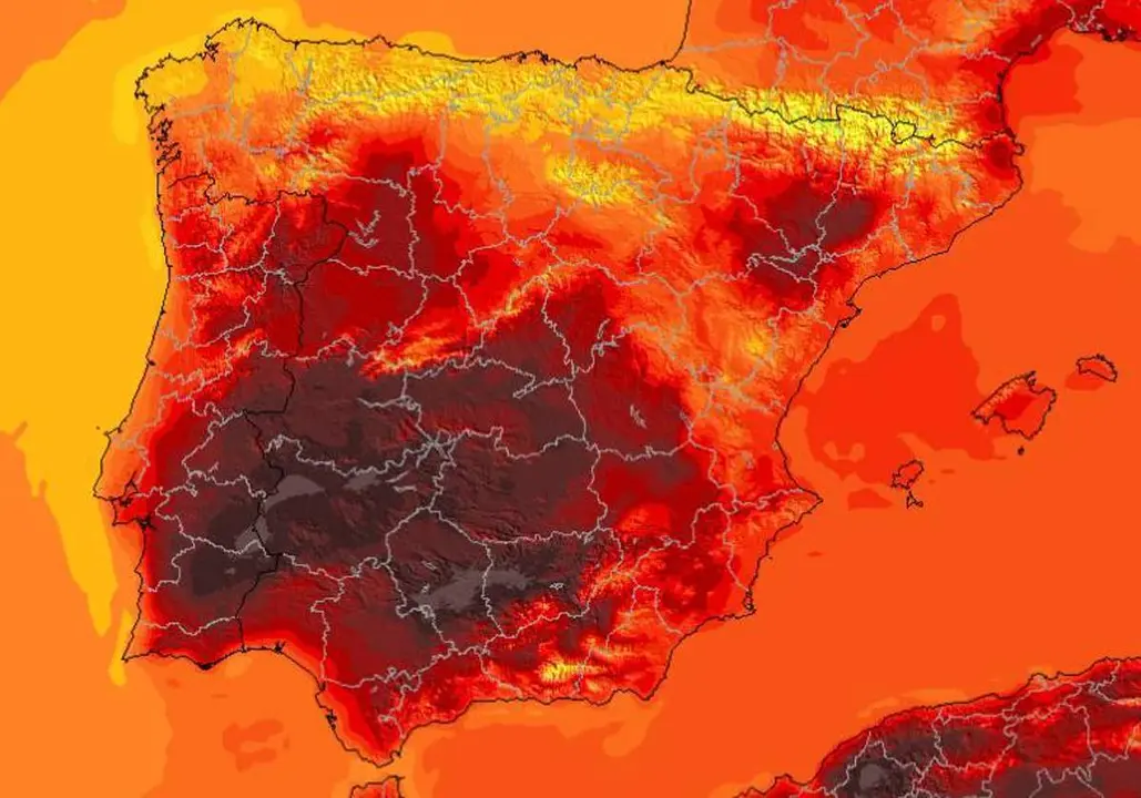 Mapa de Espa&ntilde;a durante la ola de calor / AEMET