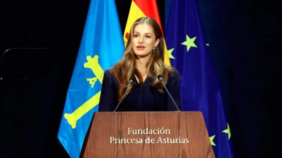 Leonor de Borb&oacute;n, durante la ceremonia de entrega de los premios Princesa de Asturias (CASA REAL)