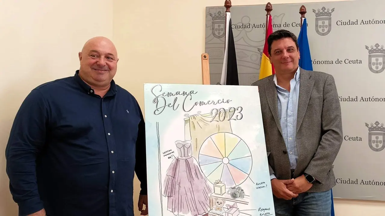 Nicola Cecchi, consejero de Comercio, y Joaqu&iacute;n Mollinedo, secretario de la C&aacute;mara de Comercio, durante la presentaci&oacute;n de la Semana del Comercio (S.I.)