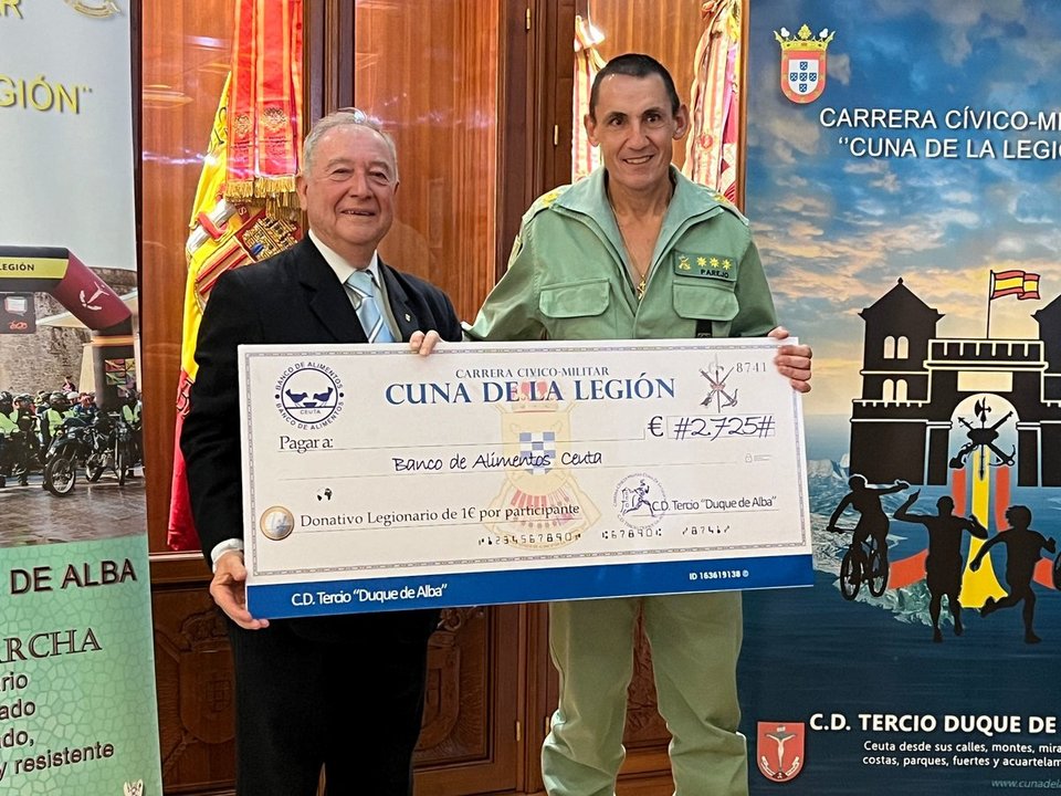 La Legión ha donado 2.750 euros al Banco de Alimento de Ceuta de las cuotas de inscripción de la 'Cuna'