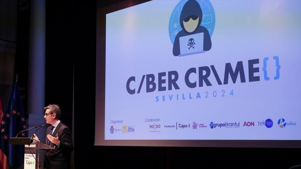 Bolaños ha participado este jueves en la apertura del I Congreso Internacional CyberCrime Sevilla 2024 (MINISTERIO DE LA PRESIDENCIA)
