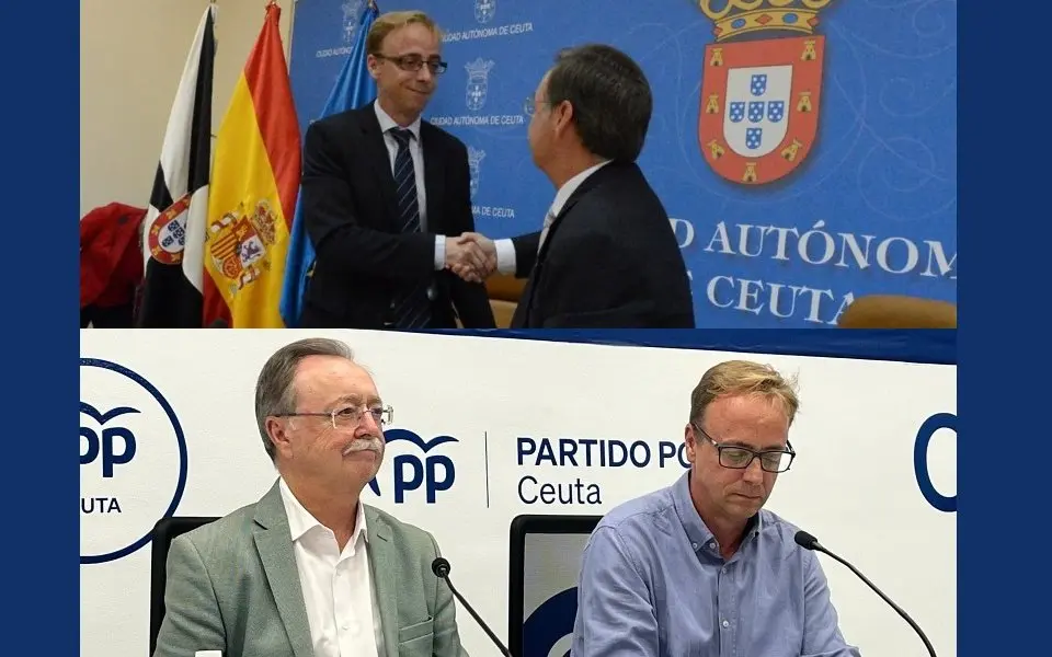  En la primera imagen Mart&iacute;nez se despide de Vivas en la sala de prensa de la Ciudad tras dimitir, la segunda esta tarde, m&aacute;s de 11 a&ntilde;os despu&eacute;s. 