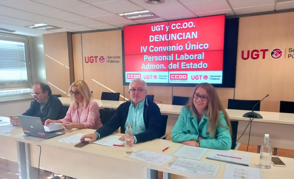 Esther Abajo Vera y Carlos &Aacute;lvarez, responsables de Administraci&oacute;n General del Estado de FSC-CCOO y UGT Servicios P&uacute;blicos