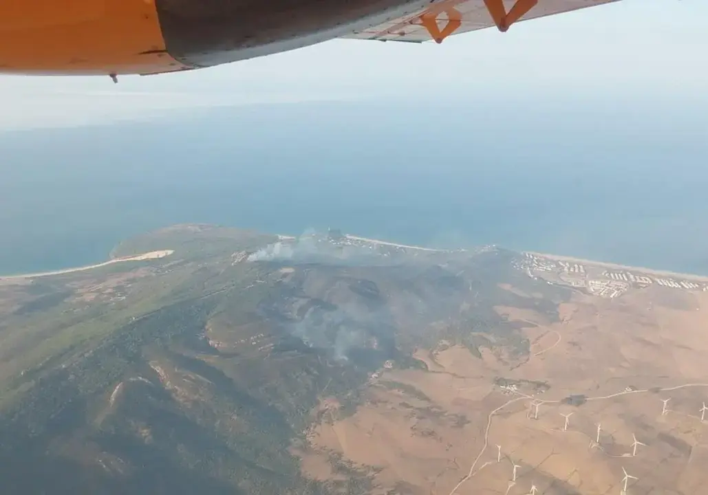 Imagen a&eacute;rea del incendio de Tarifa / INFOCA