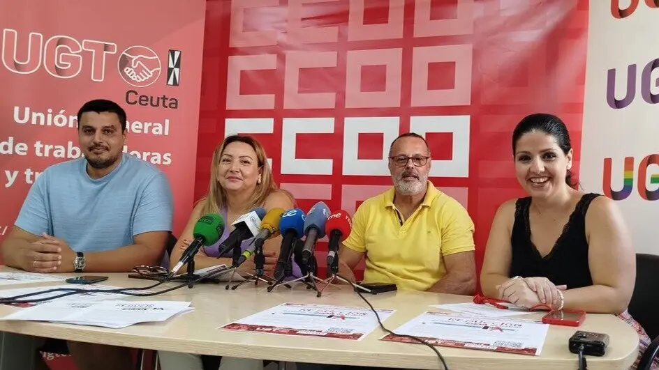 CCOO y UGT hacen un llamamiento a la ciudadan&iacute;a para que los pol&iacute;ticos escuchen a los trabajadores / S. I.<br />
En la imagen:&nbsp;&Aacute;ngel Lara, secretario general de CCOO y&nbsp;Yolanda Aparicio, secretaria general de UGT.