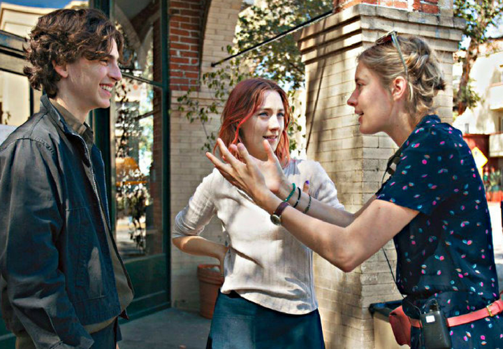 Timothée Chalamet, actor; Saoirse Ronan, actriz; y Greta Gerwig, directora. Entertainment Weekly.