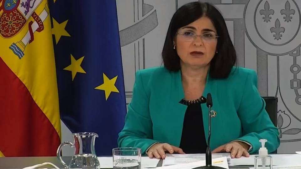 La ministra Darias, durante la conferencia de prensa ofrecida esta tarde (MONCLOA)