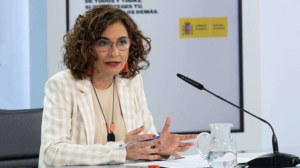 María Jesús Montero, durante la rueda de prensa ofrecida este martes tras el Consejo de Ministros (MONCLOA)