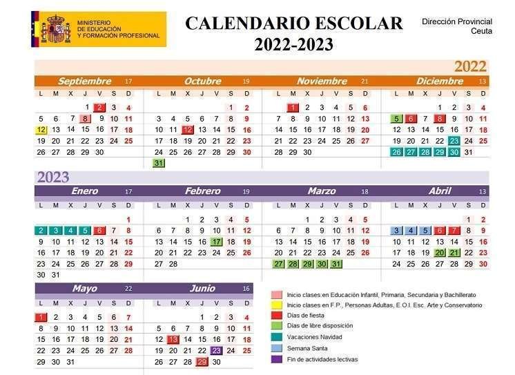 Calendario Escolar Ceuta 2022-23