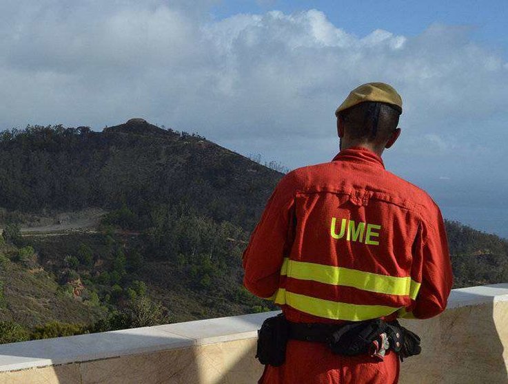 Oficial de la UME en el incendio de octubre de 2015 en el Monte de la Tortuga