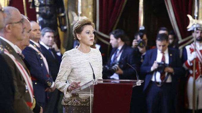 La ministra de Defensa, María Dolores de Cospedal, durante su discurso. | Ministerio de Defensa