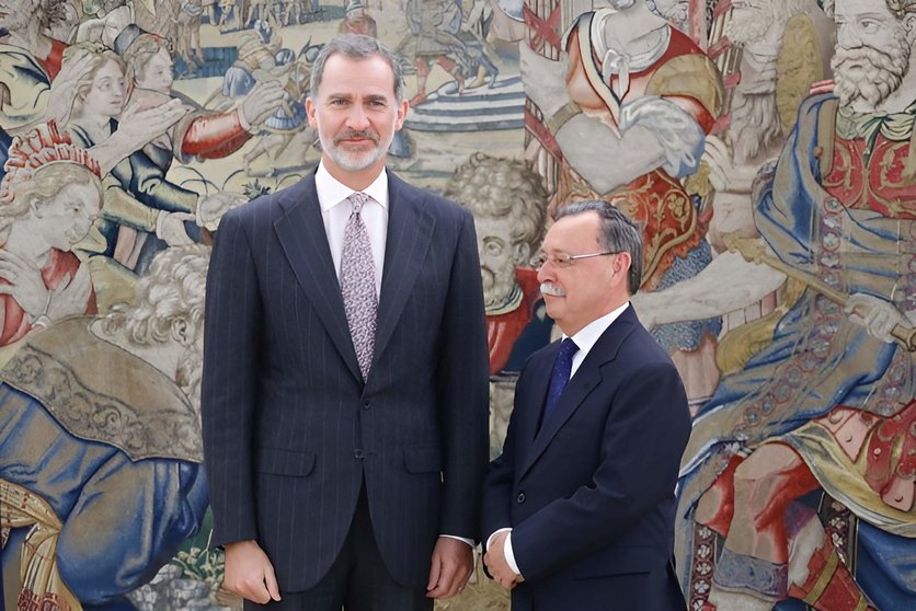 Juan Vivas en la recepción con Felipe VI de presidentes autonómicos de 2019 (Archivo)