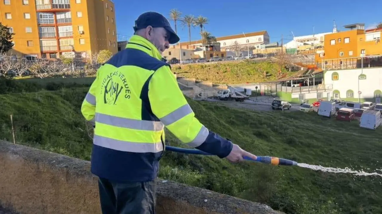 Un trabajador de Brigadas Verdes en su tajo./ Archivo