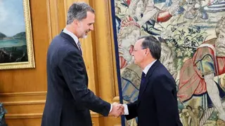 Juan Vivas en la recepci&oacute;n con Felipe VI de presidentes auton&oacute;micos de 2019 (Archivo)