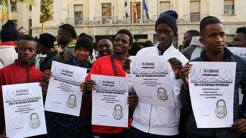 Inmigrantes concentraci&oacute;n "No a la Europa Fortaleza"