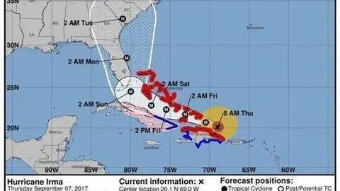 El ojo de Irma se mover&aacute; hoy sobre el norte de R.Dominicana y Hait&iacute; y el sureste Bahamas