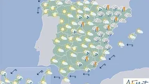 Ma&ntilde;ana, lluvia en el norte y este peninsular e intervalos nubosos en el resto