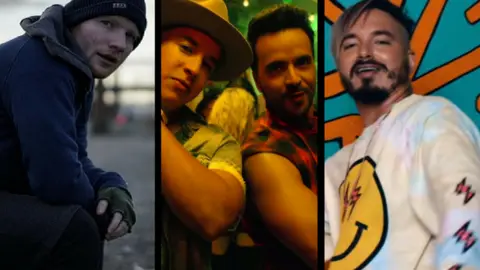 Ed Sheeran, cantante; Daddy Yankee, cantante; Luis Fonsi, cantante; y J Balvin, cantante. YouTube.
