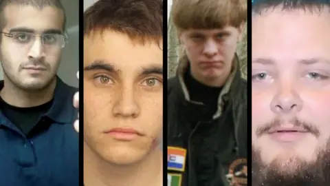 Omar Mateen, Nikolas Cruz, Dylann Roof y Devin Patrick Kelley. RR SS.
