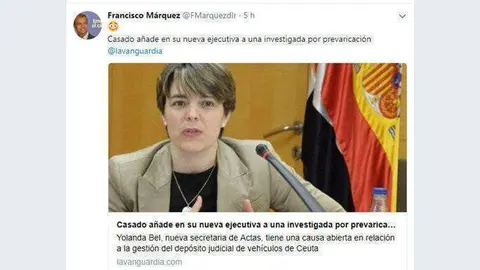 Reproducci&oacute;n del perfil de Twitter de Francisco M&aacute;rquez (C.A.)