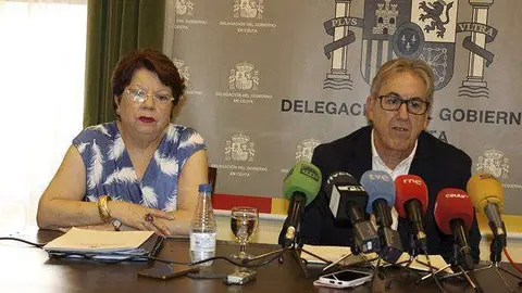 La delegada del Gobierno, Salvadora Mateos, ha acompa&ntilde;ado hoy a Mart&iacute;nez en su comparecencia ante los medios (J. M&Aacute;RQUEZ)