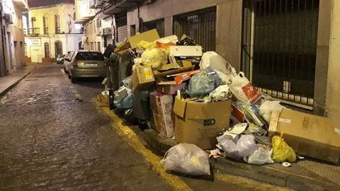 Aspecto que presentaban en la noche de ayer los contenedores de la ciudad (D.S.)