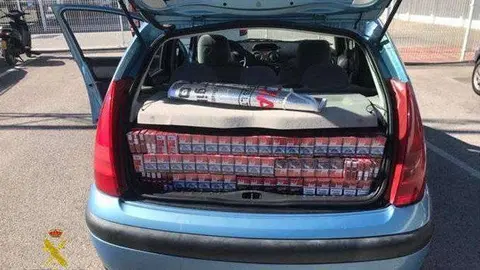 Cajetillas de tabaco incautadas la pasada semana en la aduana linense (GUARDIA CIVIL)