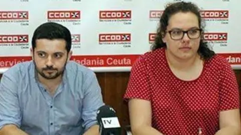 Los dirigentes de J&oacute;venes de CCOO Emilio Postigo y Andrea Ruiz (C.A.)