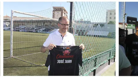 Romero, durante su primera jornada como t&eacute;cnico del Ceuta en el Murube (J,.CHELLARAM)